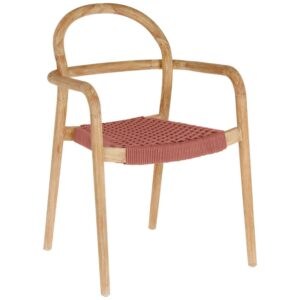 Dřevěná jídelní židle Kave Home Sheryl s červeným výpletem