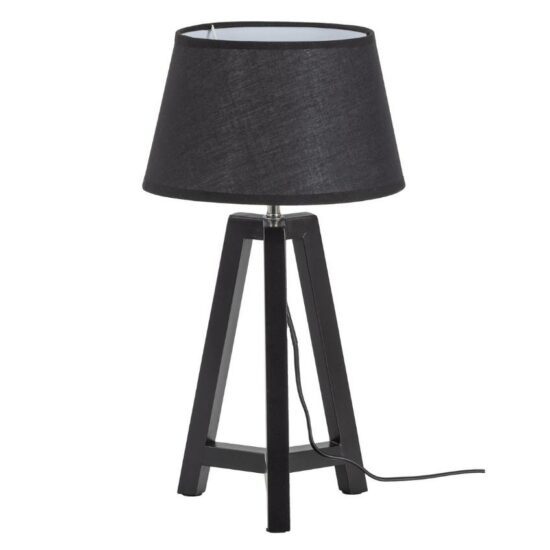 Hoorns Černá látková stolní lampa Driscoll s bambusovým podstavcem