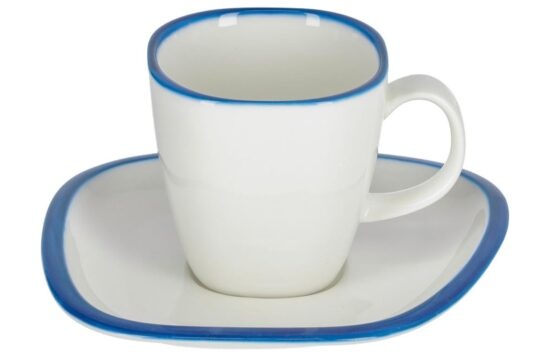 Bílo modrý porcelánový šálek a podšálek Kave Home Odalin 200 ml
