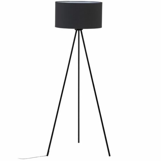 Černá látková stojací lampa Kave Home Ikia 157 cm