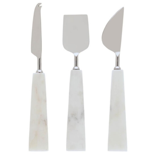 Sada tří bílých mramorových nožů na sýr Kave Home Bluma