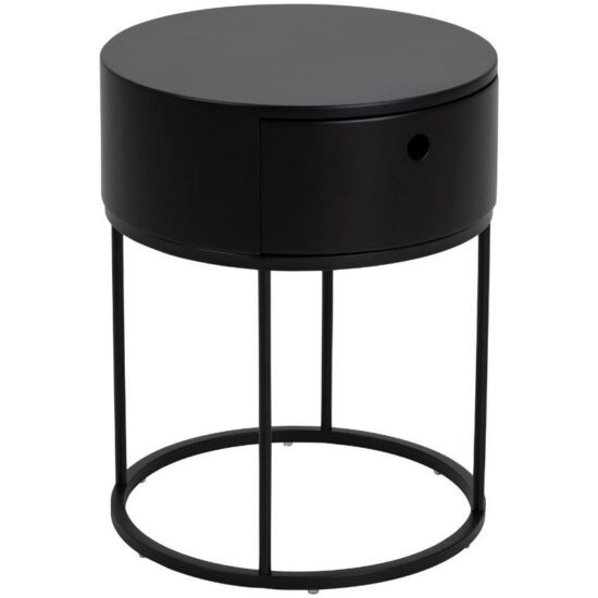 Scandi Černý lakovaný noční stolek Pulo 40 cm