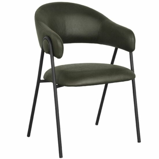 Tmavě zelená koženková jídelní židle LABEL51 Lowen