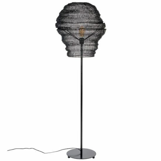 White Label Černá kovová stojací lampa WLL LENA 154 cm
