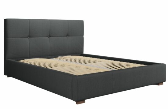 Tmavě šedá látková postel MICADONI SAGE 140 x 200 cm