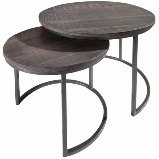 Moebel Living Set dvou odkládacích šedých mangových stolků Riccardo 41/55 cm