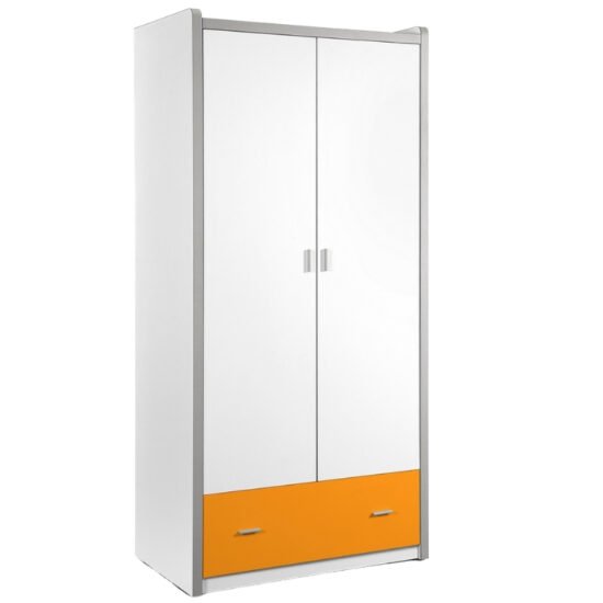 Oranžová dřevěná šatní skříň Vipack Bonny 202 x 96 cm