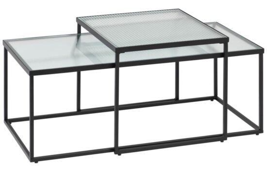 Set dvou skleněných konferenčních stolků Kave Home Akemi 100x50/ 50x55 cm