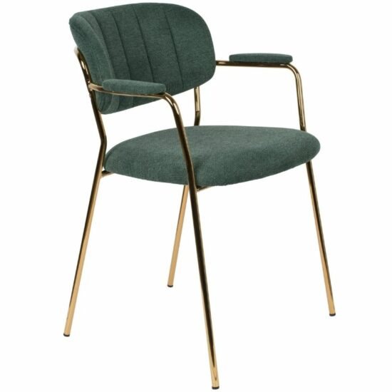 White Label Zelená látková židle WLL Jolien s područkami