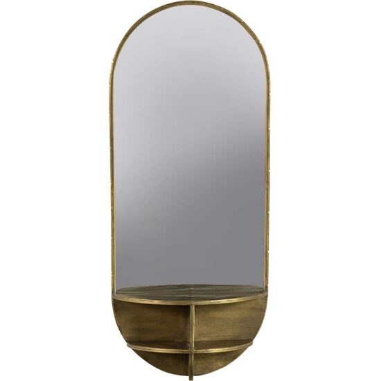 Hoorns Mosazné kovové závěsné zrcadlo Liken 83 x 36 cm