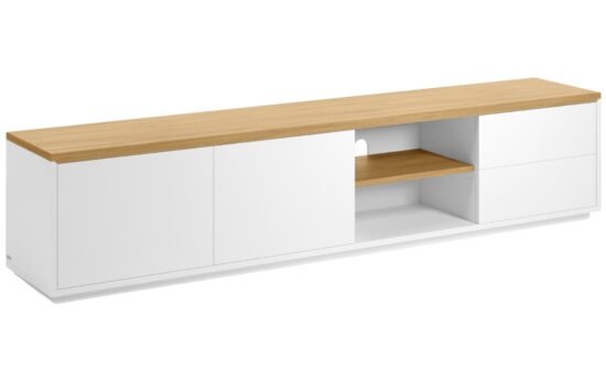 Bílý lakovaný TV stolek Kave Home Abilen 200 x 26 cm