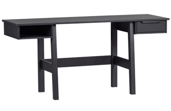 Hoorns Černý borovicový pracovní stůl Carwyn 160 x 53 cm