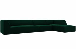 Zelená sametová rohová pohovka MICADONI Ruby 366 cm