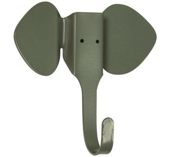 Hoorns Sada 3 kovových zelených háčků ve tvaru slona Rafe 12 x 13 cm