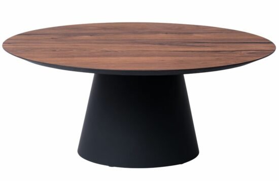 Hnědý dubový konferenční stolek Marco Barotti 90 cm s matnou černou podnoží