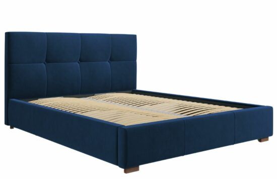 Královsky modrá sametová postel MICADONI SAGE 140 x 200 cm