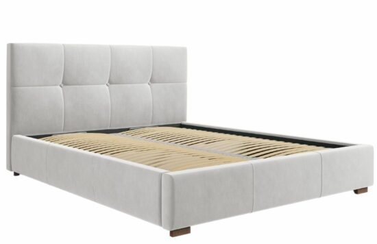 Světle šedá sametová postel MICADONI SAGE 160 x 200 cm