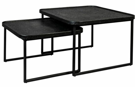 Set dvou černých kovových konferenčních stolků DUTCHBONE WINSTON 60/50 cm