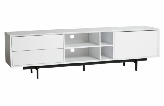 Bílý lakovaný TV stolek Marckeric Beatriz 180 x 40 cm
