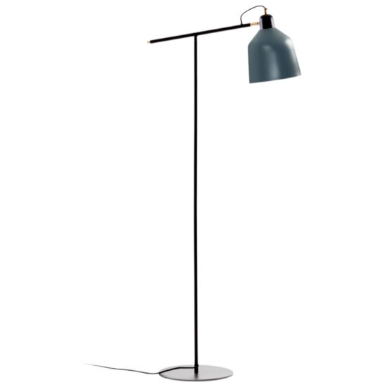 Modro-šedá kovová stojací lampa Kave Home Olimpia 147 cm
