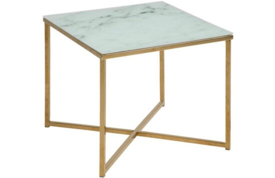 Scandi Bílý skleněný konferenční stolek Venice 50x50 cm