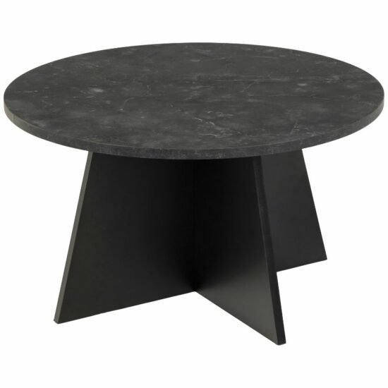 Scandi Černý konferenční stolek Karola 70 cm s mramorovým dekorem