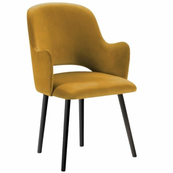 Žlutá sametová jídelní židle MICADONI MARIN