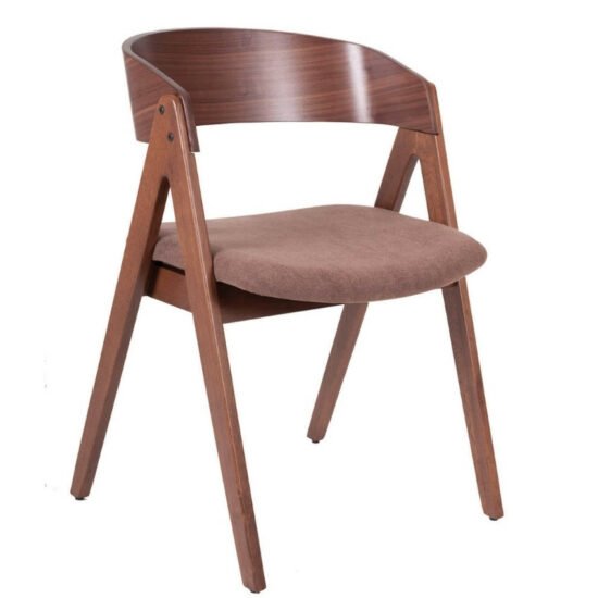 Ořechová dřevěná jídelní židle Somcasa Rina s hnědým sedákem