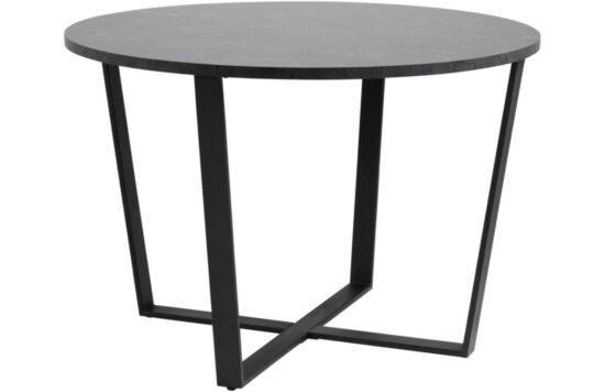 Scandi Černý mramorový kulatý kovový jídelní stůl Calvin 110 cm