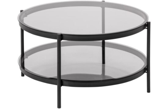 Scandi Černý skleněný konferenční stolek Britany 79 cm