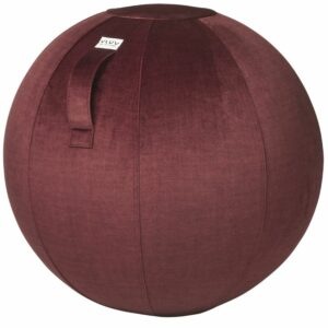 Vínově červený sametový sedací / gymnastický míč  VLUV BOL WARM Ø 65 cm