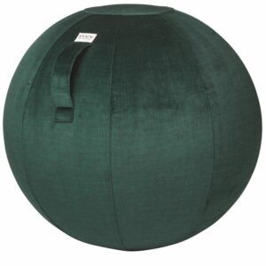 Zelený sametový sedací / gymnastický míč  VLUV BOL WARM Ø 65 cm