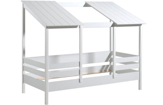 Bílá dřevěná dětská postel Vipack Housebed 90 x 200 cm s otevřenou střechou II.