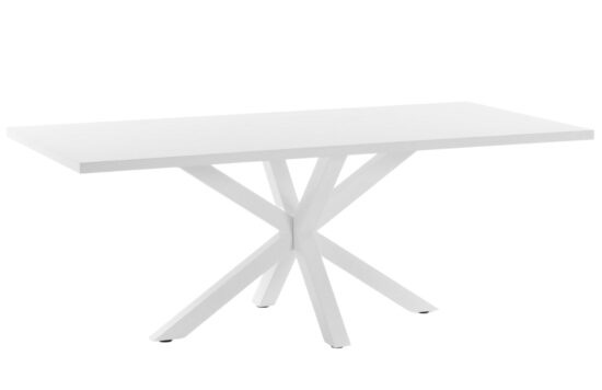 Bílý jídelní stůl Kave Home Argo 200 x 100 cm s bílou kovovou podnoží