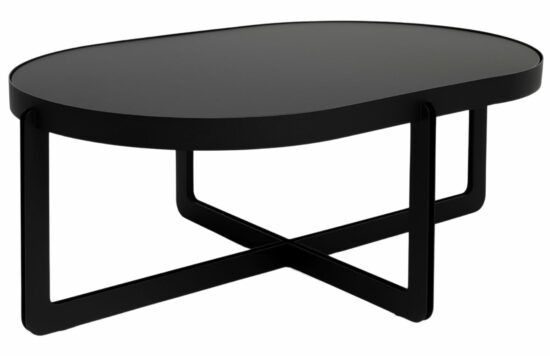 Černý lakovaný konferenční stolek Banne Centre 102 x 68 cm s kovovou podnoží