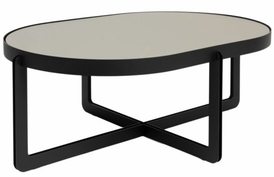 Šedý lakovaný konferenční stolek Banne Centre 102 x 68 cm s kovovou podnoží