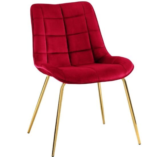 Červená sametová jídelní židle MICADONI GUNDI