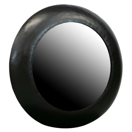 Hoorns Černé kovové závěsné zrcadlo Stew 75 cm