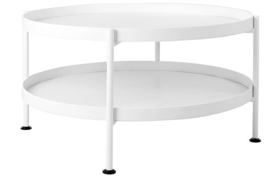 Nordic Design Bílý kovový konferenční stolek Nollan 80 cm s policí