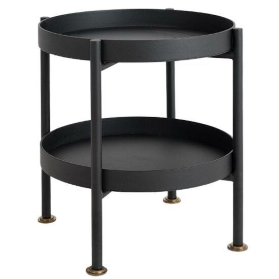 Nordic Design Černý kovový odkládací stolek Nollan 40 cm II. s policí