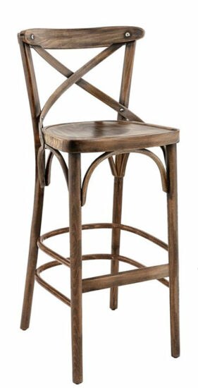 Comico Hnědá buková barová židle Shelby s patinou 76 cm