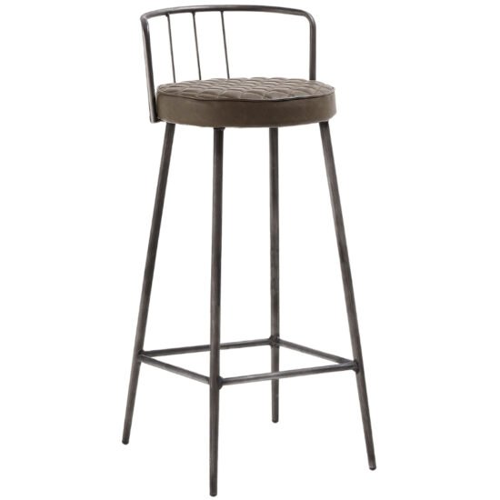Hnědá koženková barová židle Kave Home Tiva 76 cm