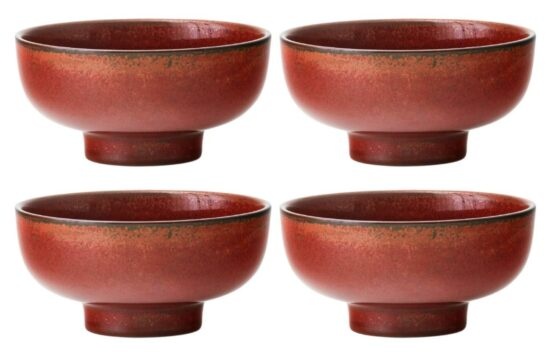 Set čtyř červeno hnědých keramických misek MENU NEW NORM 12 cm