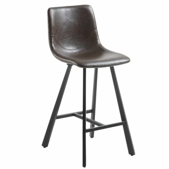 Tmavě hnědá koženková barová židle Kave Home Trap 61 cm