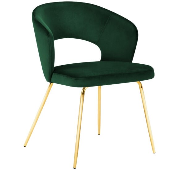 Tmavě zelená sametová jídelní židle MICADONI WEDI