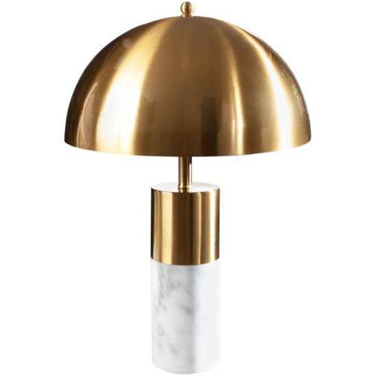 Moebel Living Zlato bílá kovová stolní lampa Adore s mramorovou podstavou