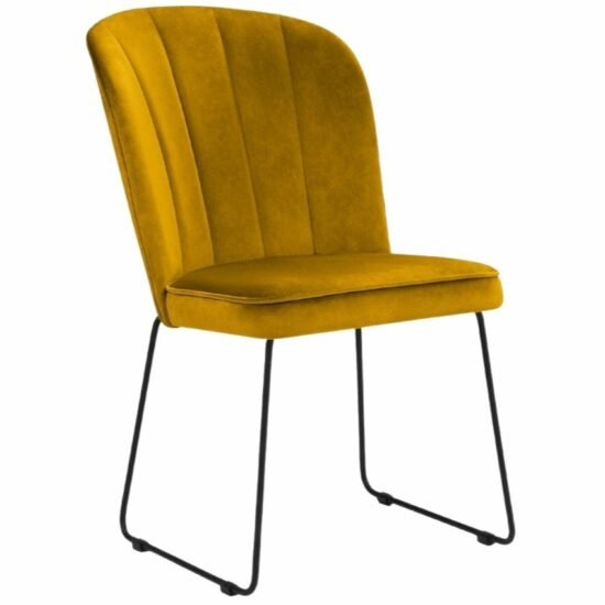 Žlutá sametová jídelní židle MICADONI CABRI