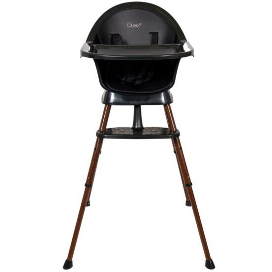 Černá kovová jídelní židlička Quax Ultimo 62 - 92 cm s ořechovou podnoží