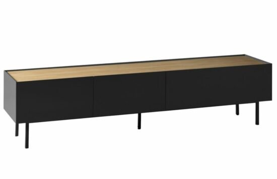 Černý dubový TV stolek Teulat Arista 180 x 40 cm