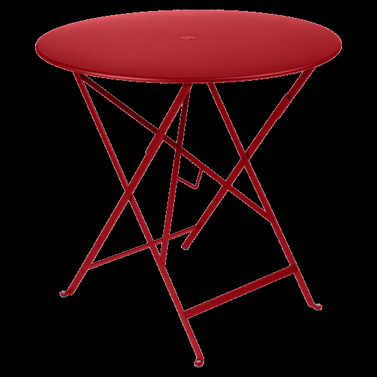 Makově červený kovový skládací stůl Fermob Bistro Ø 77 cm